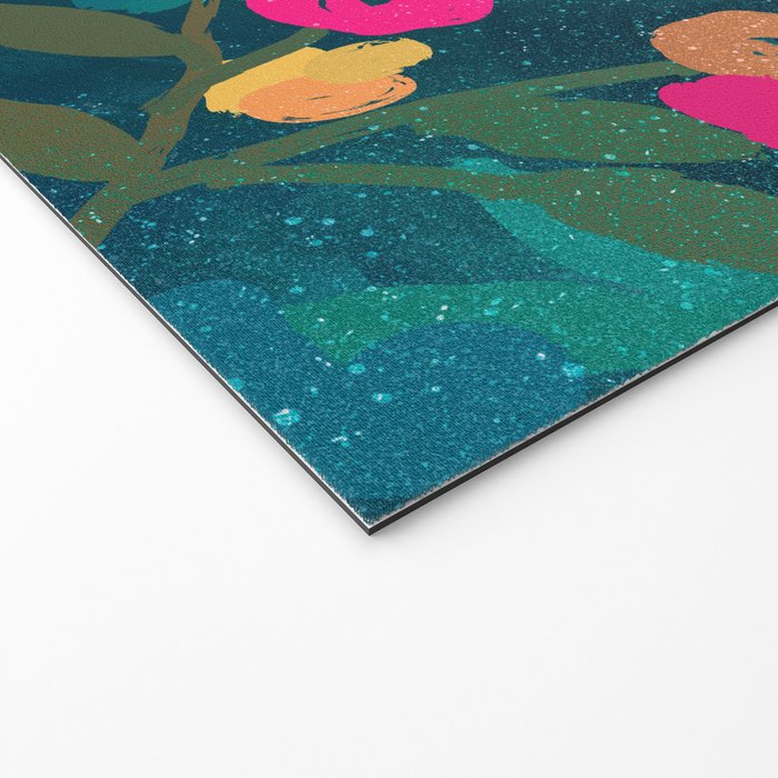 Abstract florals- pink and teal blue Welcome Mat Gallery Image 2