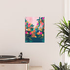 Abstract florals- pink and teal blue Poster Gallery Image 2