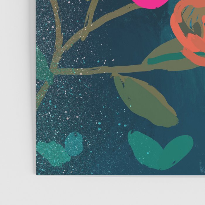 Abstract florals- pink and teal blue Poster Gallery Image 3
