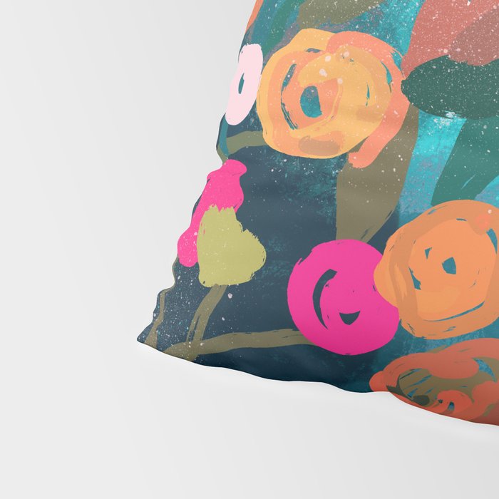 Abstract florals- pink and teal blue Pillow Sham Gallery Image 4