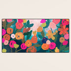 Abstract florals- pink and teal blue Desk Mat Gallery Image 3