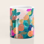 Abstract florals- pink and teal blue Coffee Mug Gallery Image 4