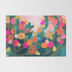 Abstract florals- pink and teal blue Rug Gallery Image 2