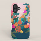 Abstract florals- pink and teal blue iPhone Case Gallery Image 1