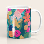 Abstract florals- pink and teal blue Coffee Mug Gallery Image 1