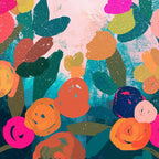 Abstract florals- pink and teal blue Coffee Mug Gallery Image 2
