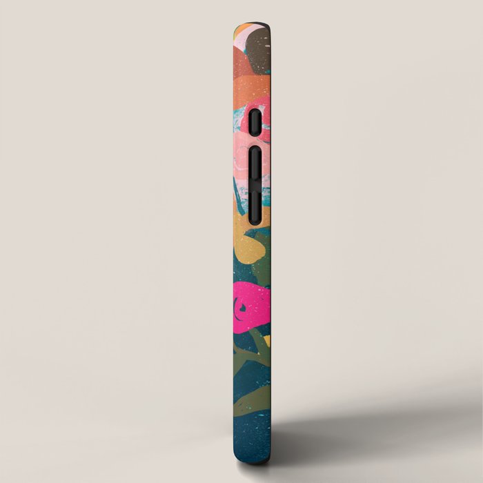 Abstract florals- pink and teal blue iPhone Case Gallery Image 2
