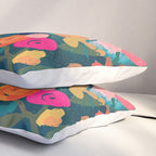 Abstract florals- pink and teal blue Pillow Sham Gallery Image 3