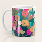 Abstract florals- pink and teal blue Coffee Mug Gallery Image 3