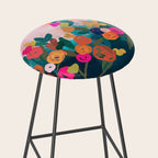 Abstract florals- pink and teal blue Stool Gallery Image 2