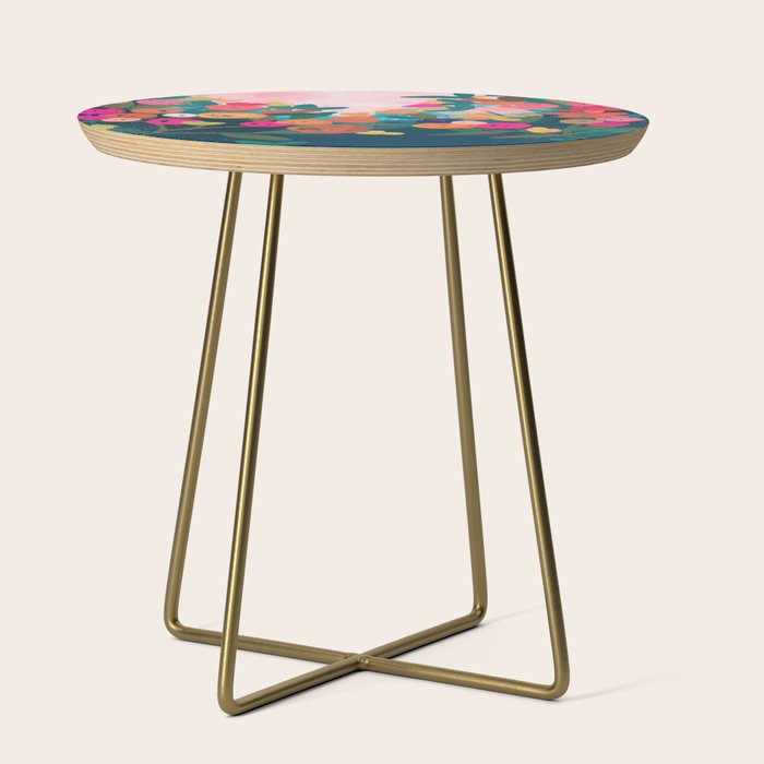 Abstract florals- pink and teal blue Side Table Gallery Image 1