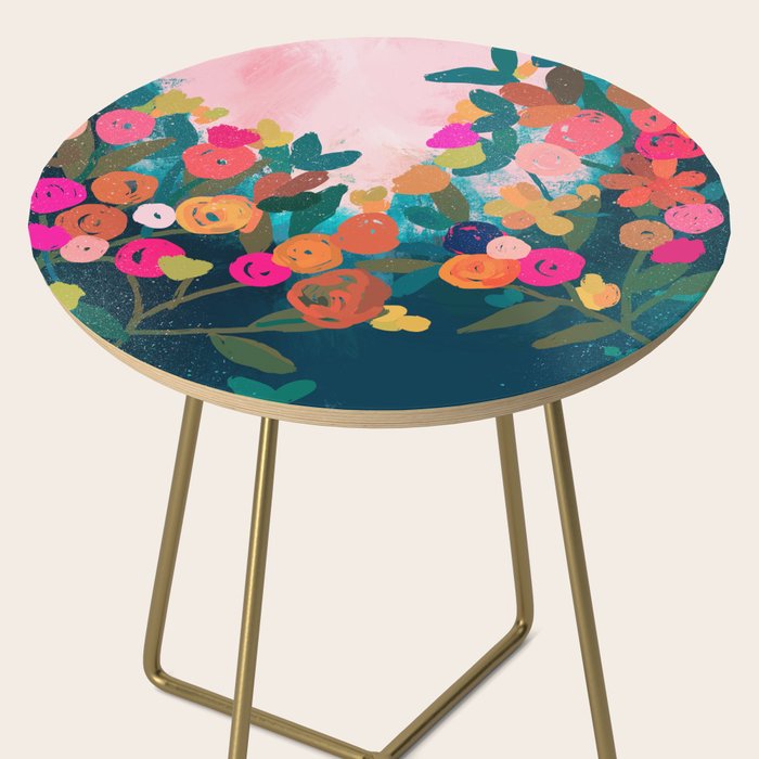 Abstract florals- pink and teal blue Side Table Gallery Image 2