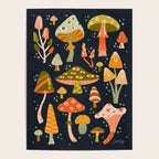 Mystic Mushrooms - Khaki & Green on Navy Poster Gallery Image 4