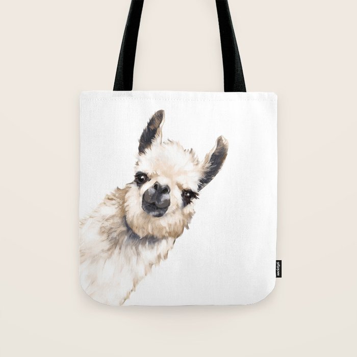 Sneaky Llama White Tote Bag Gallery Image 1