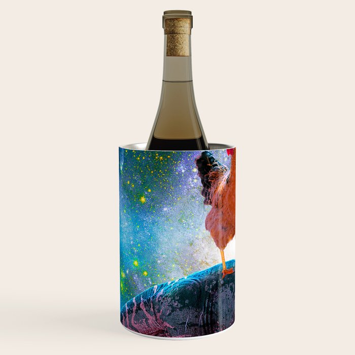 Chicken Riding Dinosaur In Space Wine Chiller Gallery Image 2