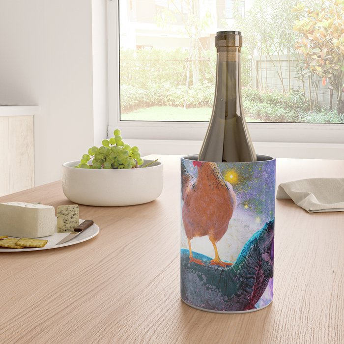 Chicken Riding Dinosaur In Space Wine Chiller Gallery Image 4