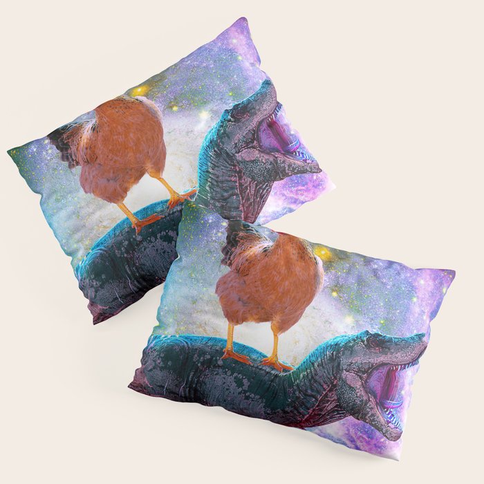 Chicken Riding Dinosaur In Space Pillow Sham Gallery Image 3