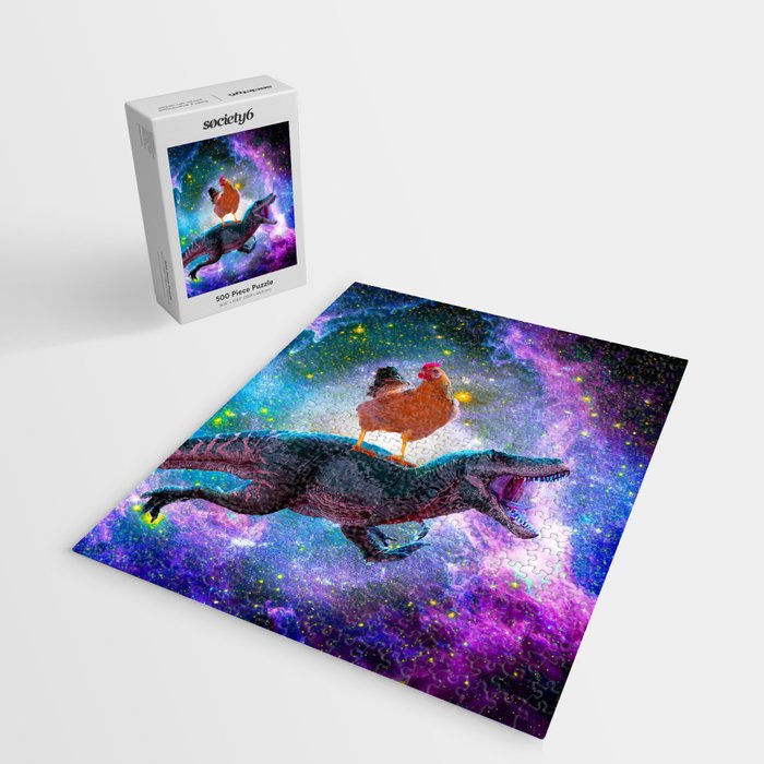 Chicken Riding Dinosaur In Space Jigsaw Puzzle Gallery Image 2
