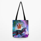 Chicken Riding Dinosaur In Space Tote Bag Gallery Image 2