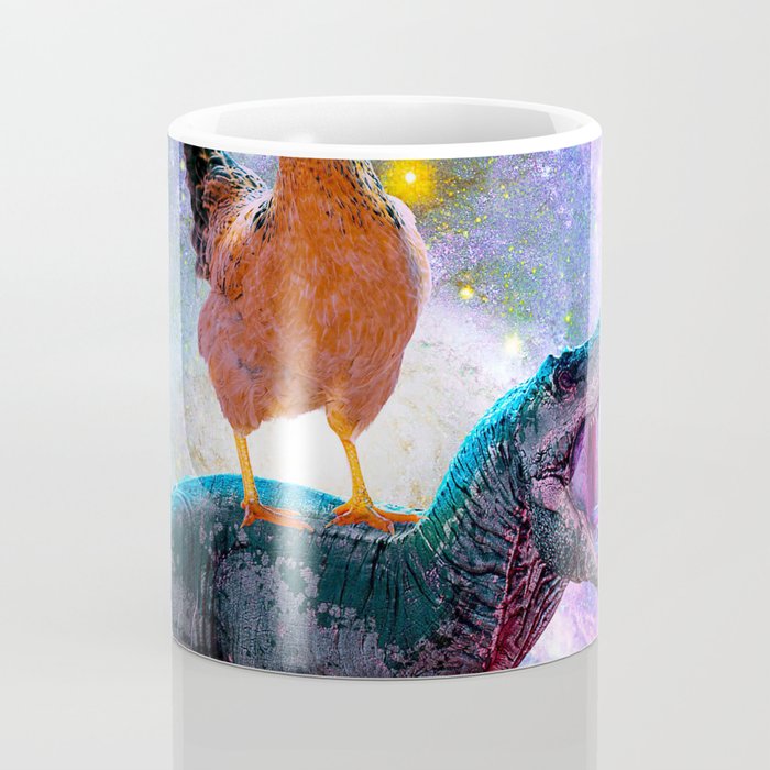 Chicken Riding Dinosaur In Space Coffee Mug Gallery Image 4