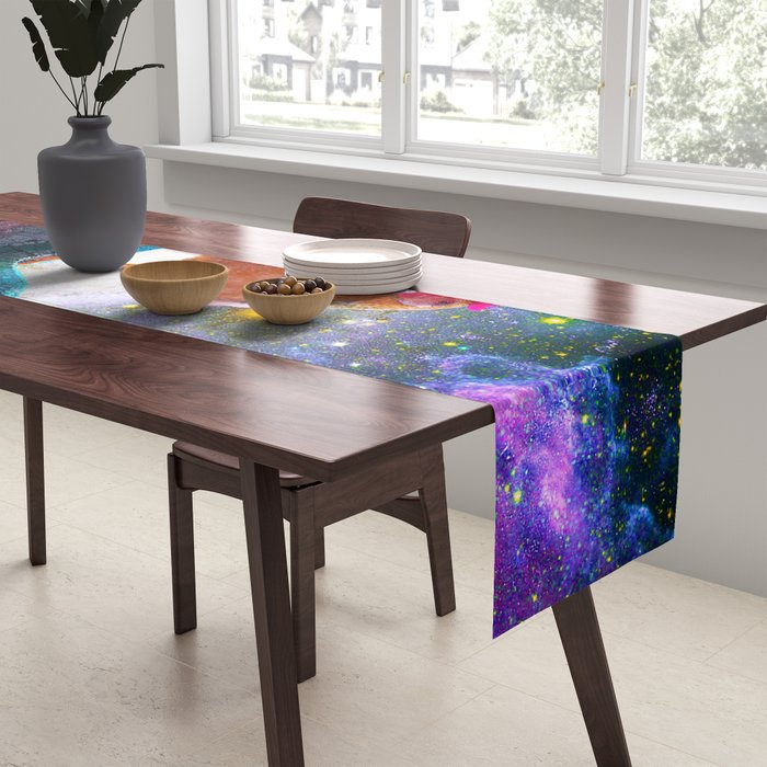 Chicken Riding Dinosaur In Space Table Runner Gallery Image 2
