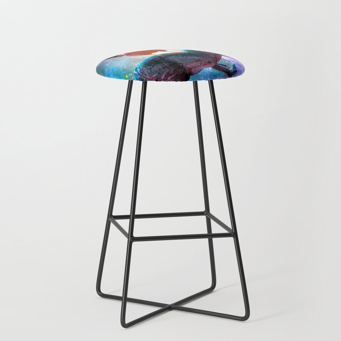 Chicken Riding Dinosaur In Space Stool Gallery Image 1
