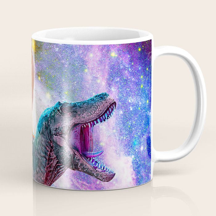 Chicken Riding Dinosaur In Space Coffee Mug Gallery Image 1