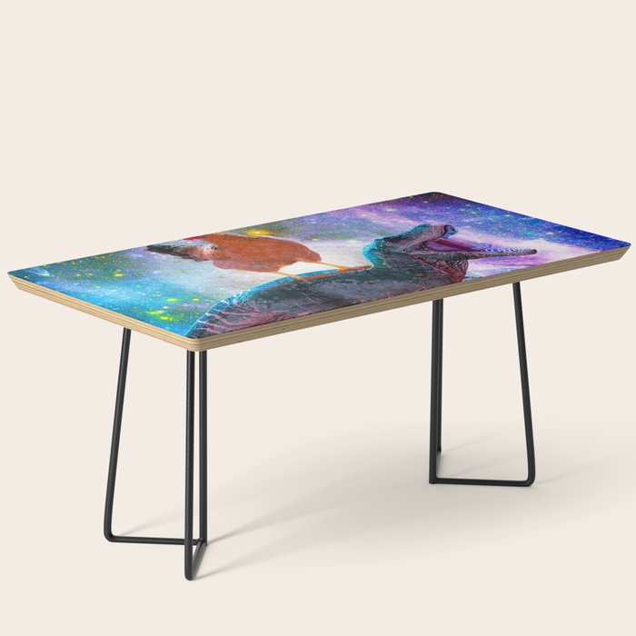 Chicken Riding Dinosaur In Space Coffee Table Gallery Image 1