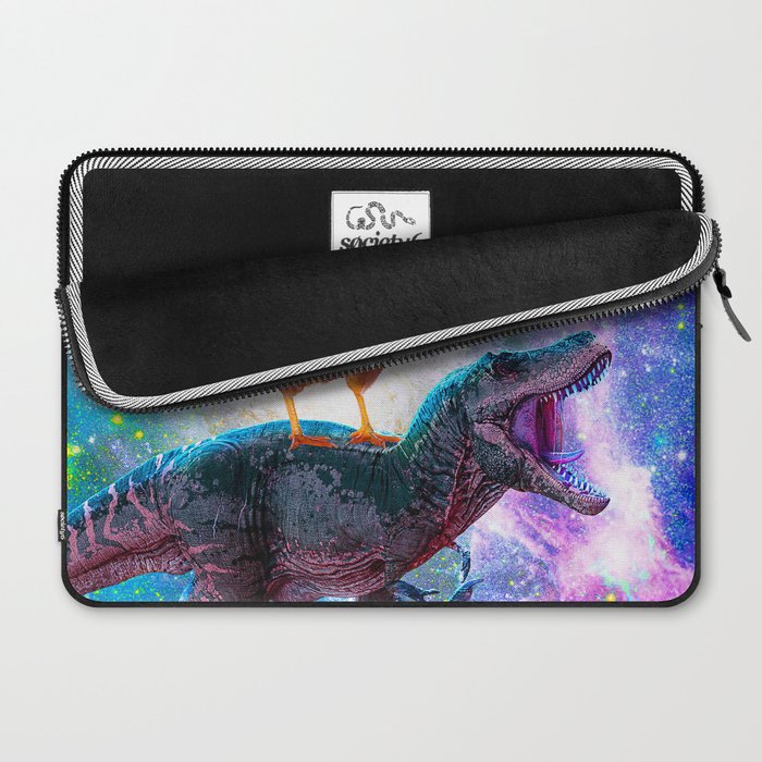 Chicken Riding Dinosaur In Space Laptop Sleeve Gallery Image 2