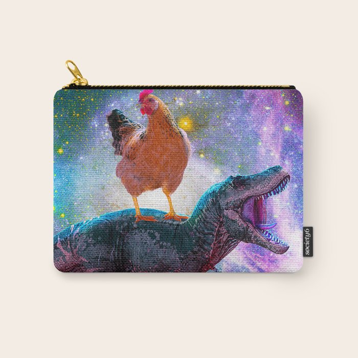 Chicken Riding Dinosaur In Space Carry All Pouch Gallery Image 1