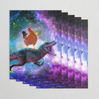 Chicken Riding Dinosaur In Space Wrapping Paper Gallery Image 3