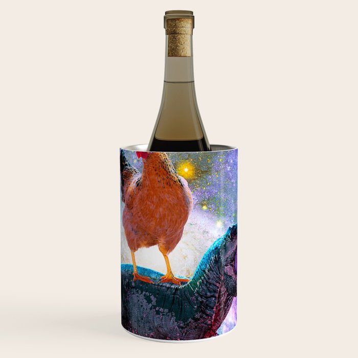Chicken Riding Dinosaur In Space Wine Chiller Gallery Image 1