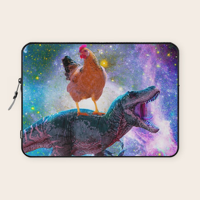 Chicken Riding Dinosaur In Space Laptop Sleeve Gallery Image 1