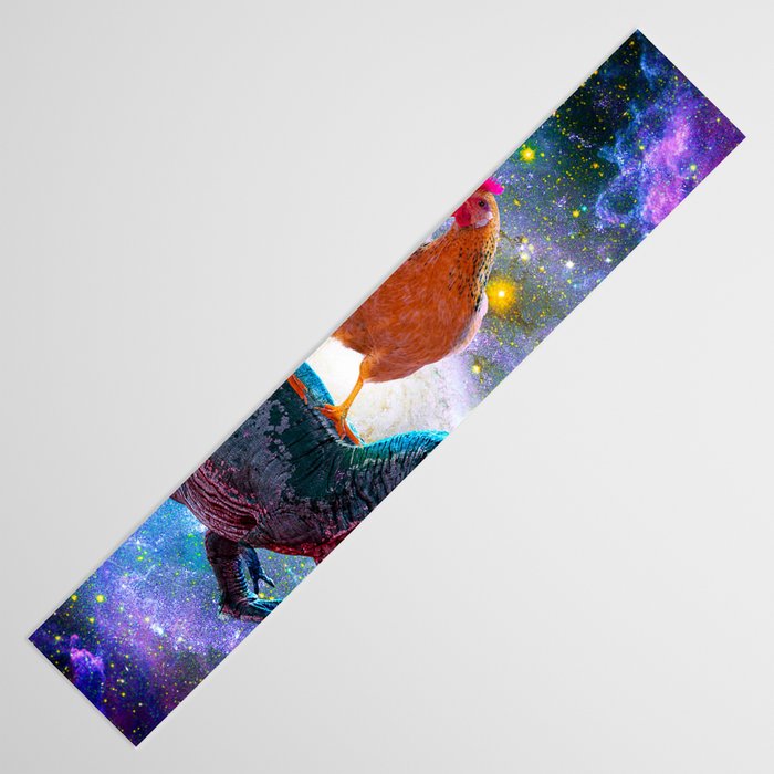 Chicken Riding Dinosaur In Space Table Runner Gallery Image 3