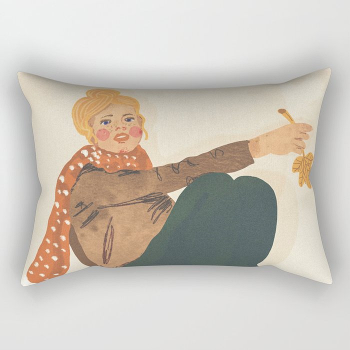 Girl who Loves Autumn Rectangular Pillow Gallery Image 2