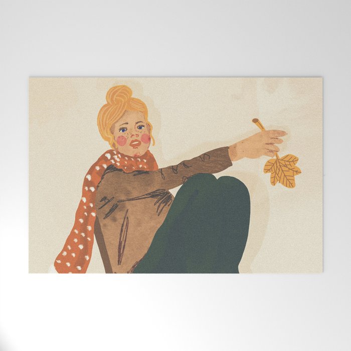 Girl who Loves Autumn Welcome Mat Gallery Image 1