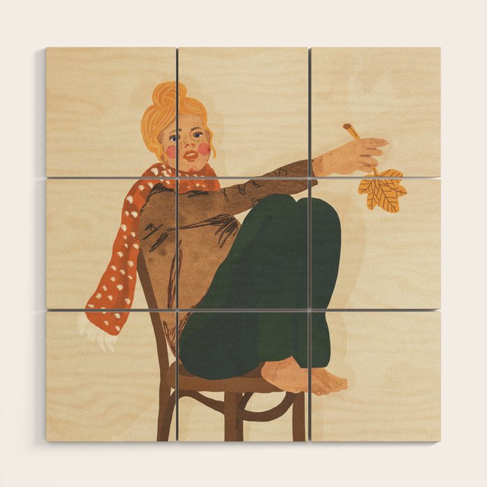 Girl who Loves Autumn Wood Wall Art Gallery Image 1