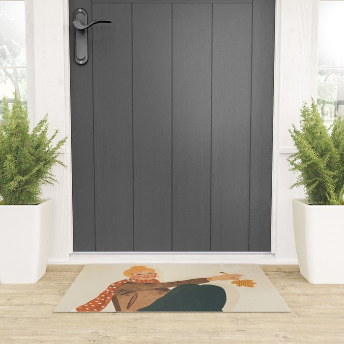 Girl who Loves Autumn Welcome Mat Gallery Image 3