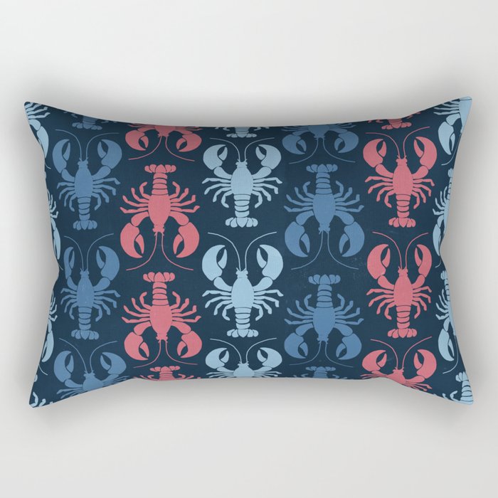 Lobster parade - navy Rectangular Pillow Gallery Image 1