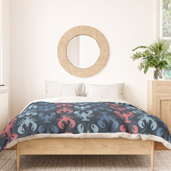 Lobster parade - navy Duvet Cover Gallery Image 3