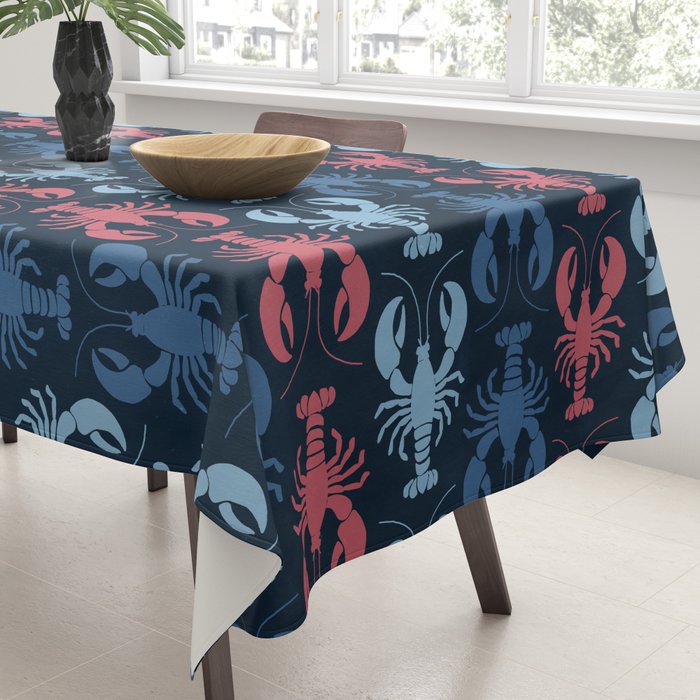 Lobster parade - navy Tablecloth Gallery Image 3
