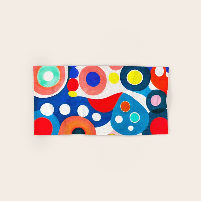 Circles: Colorful Mid Century Abstraction Bath Towel Gallery Image 1