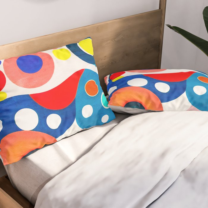Circles: Colorful Mid Century Abstraction Pillow Sham Gallery Image 2