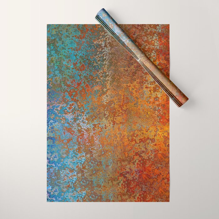 Vintage Rust, Copper and Blue Wrapping Paper Gallery Image 1