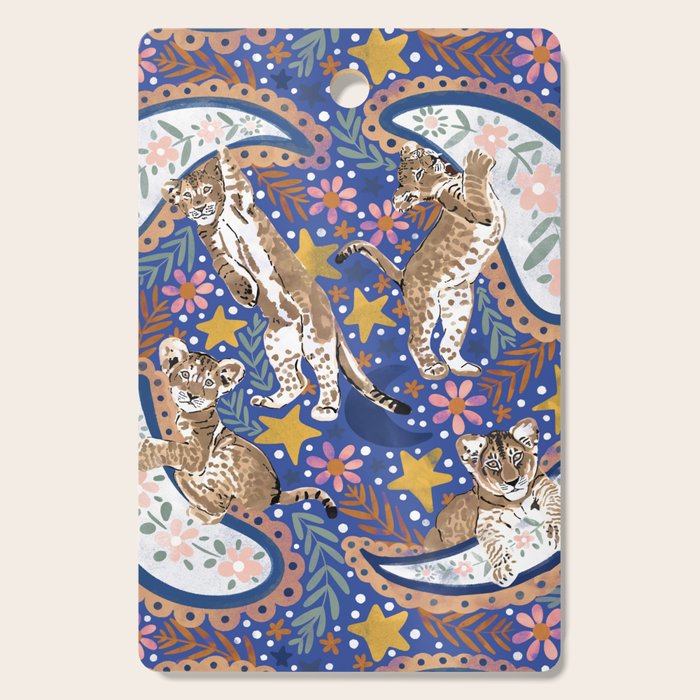 Leopard Cubs Starry Night Cutting Board Gallery Image 1