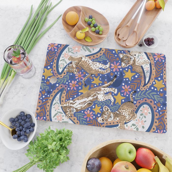 Leopard Cubs Starry Night Cutting Board Gallery Image 2
