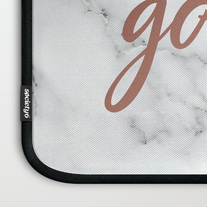 Hello Gorgeous, Rose Gold, Pink, Marble Laptop Sleeve Gallery Image 3