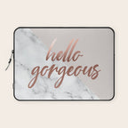 Hello Gorgeous, Rose Gold, Pink, Marble Laptop Sleeve Gallery Image 1