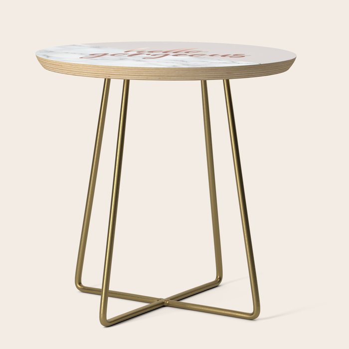 Hello Gorgeous, Rose Gold, Pink, Marble Side Table Gallery Image 1