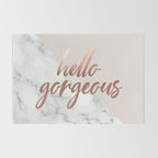 Hello Gorgeous, Rose Gold, Pink, Marble Rug Gallery Image 2